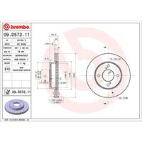 Bremsscheibe BREMBO 09D57211 vorne, belüftet, 1 Stück von Brembo