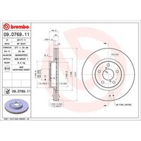 Bremsscheibe BREMBO 09D76911 vorne, belüftet, 1 Stück von Brembo