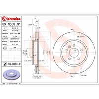 Bremsscheibe BREMBO 09N36331 hinten, belüftet, 1 Stück von Brembo