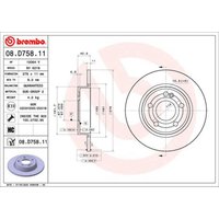 Bremsscheibe BREMBO 08D75811 hinten, voll, hochkarbonisiert, 1 Stück von Brembo