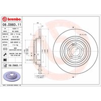 Bremsscheibe BREMBO 08D98311 hinten, voll, hochkarbonisiert, 1 Stück von Brembo