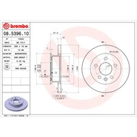 Bremsscheibe BREMBO 08.5396.10, vorne, voll, 1 Stück von Brembo