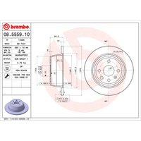 Bremsscheibe BREMBO 08.5559.10, hinten, voll, 1 Stück von Brembo