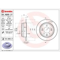 Bremsscheibe BREMBO 08A86921 hinten, voll, 1 Stück von Brembo