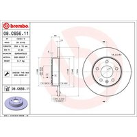 Bremsscheibe BREMBO 08C65611 hinten, voll, 1 Stück von Brembo