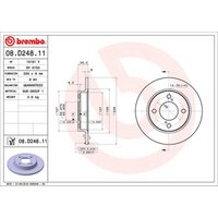 Bremsscheibe BREMBO 08D24811 hinten, voll, 1 Stück von Brembo