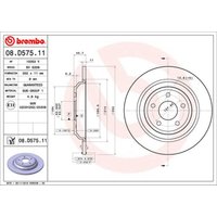 Bremsscheibe BREMBO 08D57511 hinten, voll, 1 Stück von Brembo