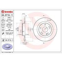 Bremsscheibe BREMBO 08D71811 hinten, voll, 1 Stück von Brembo