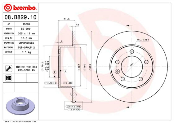 Bremsscheibe Brembo 08.B829.10 von Brembo