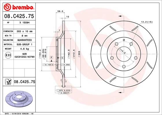 Bremsscheibe Brembo 08.C425.75 von Brembo