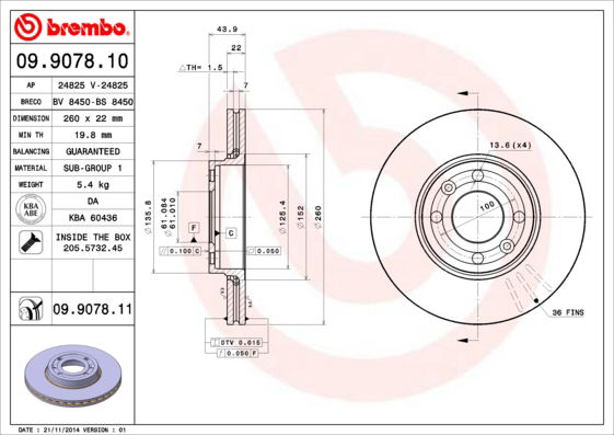 Bremsscheibe Brembo 09.9078.11 von Brembo