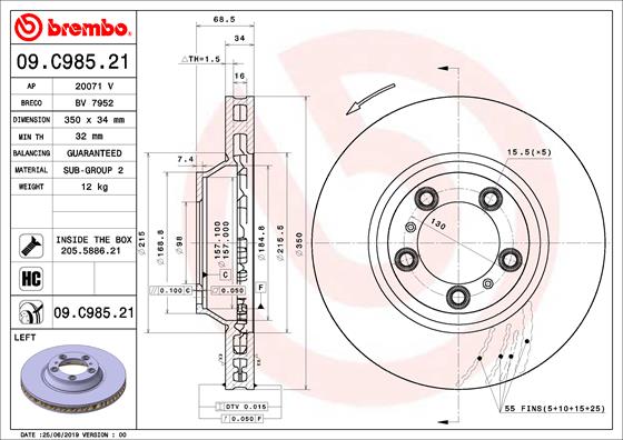 Bremsscheibe Brembo 09.C985.21 von Brembo