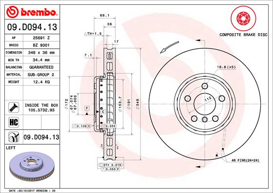 Bremsscheibe Brembo 09.D094.13 von Brembo