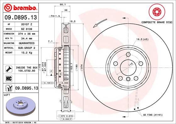 Bremsscheibe Brembo 09.D895.13 von Brembo