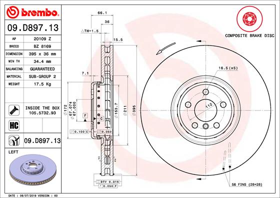 Bremsscheibe Brembo 09.D897.13 von Brembo