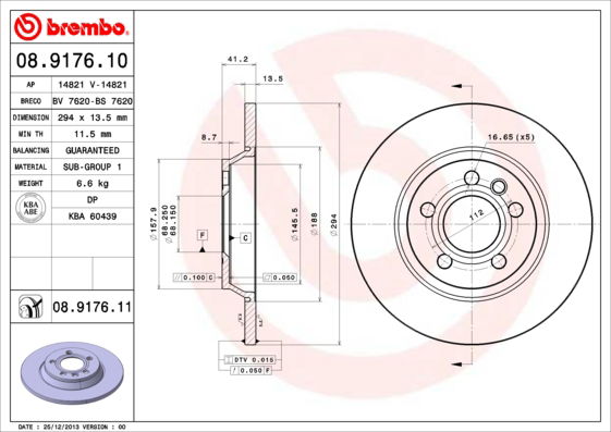 Bremsscheibe Hinterachse Brembo 08.9176.11 von Brembo