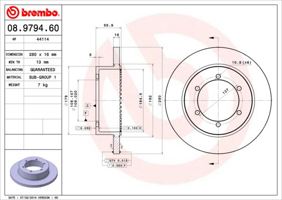 Bremsscheibe Hinterachse Brembo 08.9794.60 von Brembo