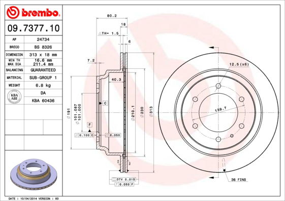 Bremsscheibe Hinterachse Brembo 09.7377.10 von Brembo