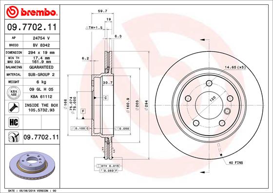 Bremsscheibe Hinterachse Brembo 09.7702.11 von Brembo