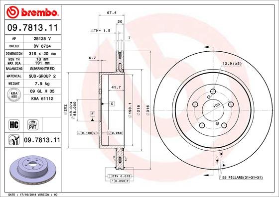 Bremsscheibe Hinterachse Brembo 09.7813.11 von Brembo