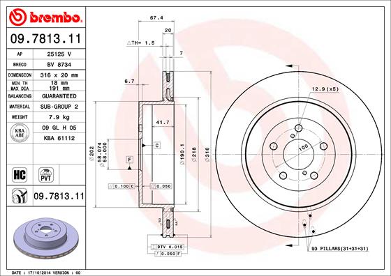 Bremsscheibe Hinterachse Brembo 09.7813.11 von Brembo