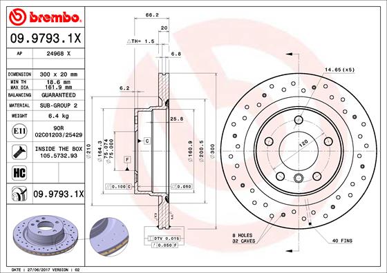 Bremsscheibe Hinterachse Brembo 09.9793.1X von Brembo