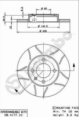 Bremsscheibe Vorderachse Brembo 08.4177.75 von Brembo