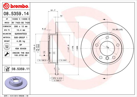 Bremsscheibe Vorderachse Brembo 08.5359.11 von Brembo