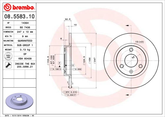 Bremsscheibe Vorderachse Brembo 08.5583.10 von Brembo