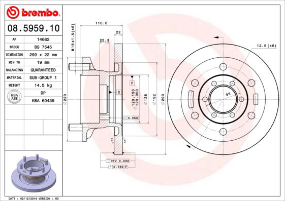 Bremsscheibe Vorderachse Brembo 08.5959.10 von Brembo