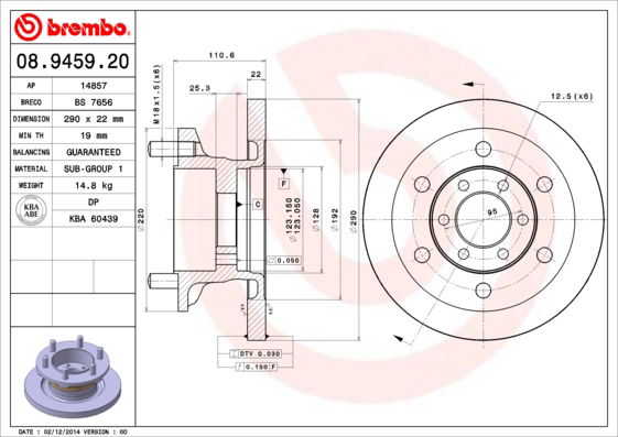 Bremsscheibe Vorderachse Brembo 08.9459.20 von Brembo