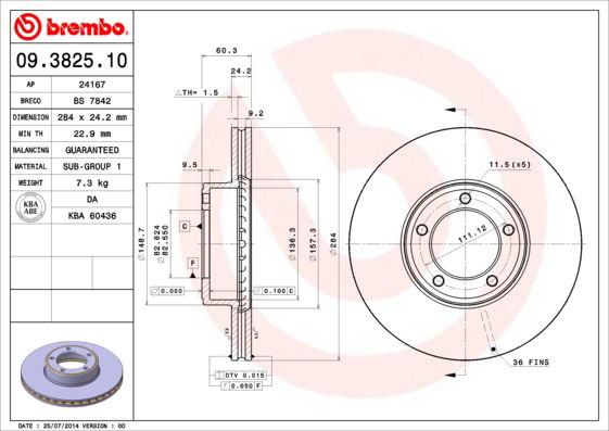 Bremsscheibe Vorderachse Brembo 09.3825.10 von Brembo