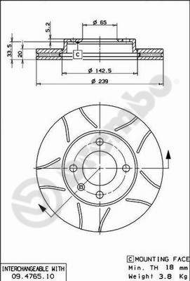 Bremsscheibe Vorderachse Brembo 09.4765.75 von Brembo