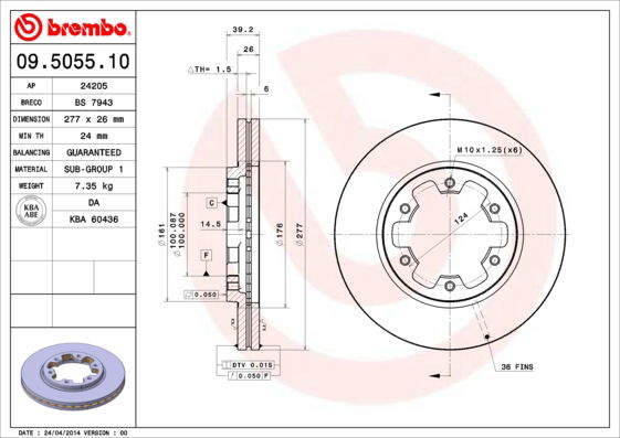 Bremsscheibe Vorderachse Brembo 09.5055.10 von Brembo