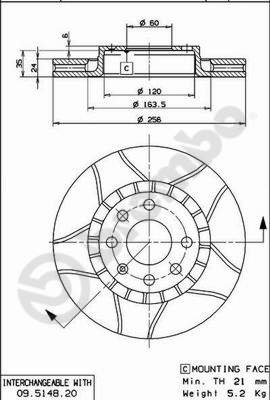 Bremsscheibe Vorderachse Brembo 09.5148.76 von Brembo