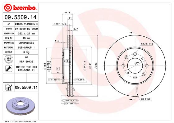 Bremsscheibe Vorderachse Brembo 09.5509.11 von Brembo