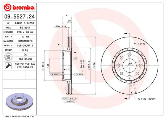 Bremsscheibe Vorderachse Brembo 09.5527.24 von Brembo