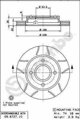 Bremsscheibe Vorderachse Brembo 09.6727.77 von Brembo