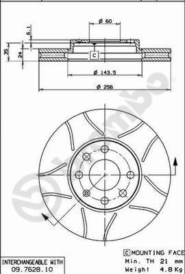 Bremsscheibe Vorderachse Brembo 09.7628.75 von Brembo