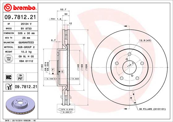 Bremsscheibe Vorderachse Brembo 09.7812.21 von Brembo