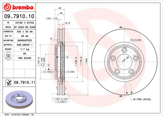 Bremsscheibe Vorderachse Brembo 09.7910.11 von Brembo