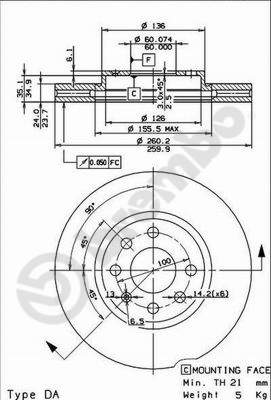 Bremsscheibe Vorderachse Brembo 09.8601.75 von Brembo