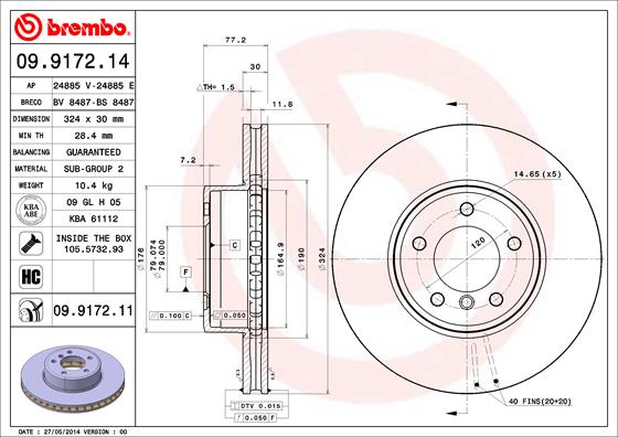 Bremsscheibe Vorderachse Brembo 09.9172.11 von Brembo