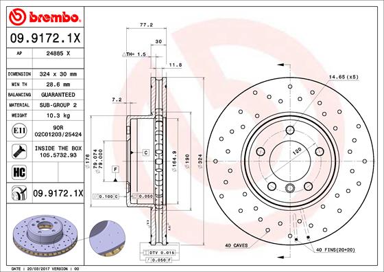 Bremsscheibe Vorderachse Brembo 09.9172.1X von Brembo