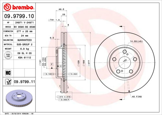 Bremsscheibe Vorderachse Brembo 09.9799.11 von Brembo