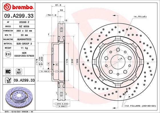 Bremsscheibe Vorderachse Brembo 09.A299.33 von Brembo