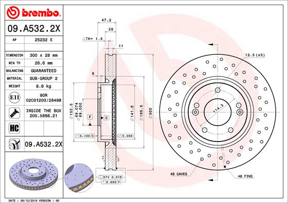 Bremsscheibe Vorderachse Brembo 09.A532.2X von Brembo