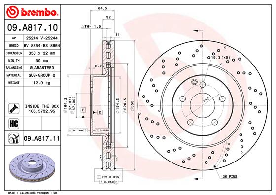 Bremsscheibe Vorderachse Brembo 09.A817.11 von Brembo