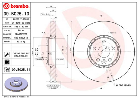 Bremsscheibe Vorderachse Brembo 09.B025.11 von Brembo