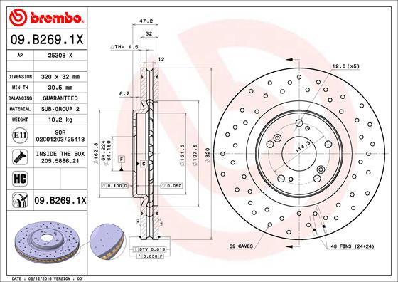 Bremsscheibe Vorderachse Brembo 09.B269.1X von Brembo